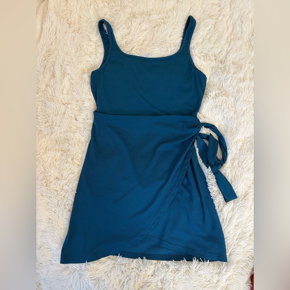Cider Teal Wrap Mini Dress